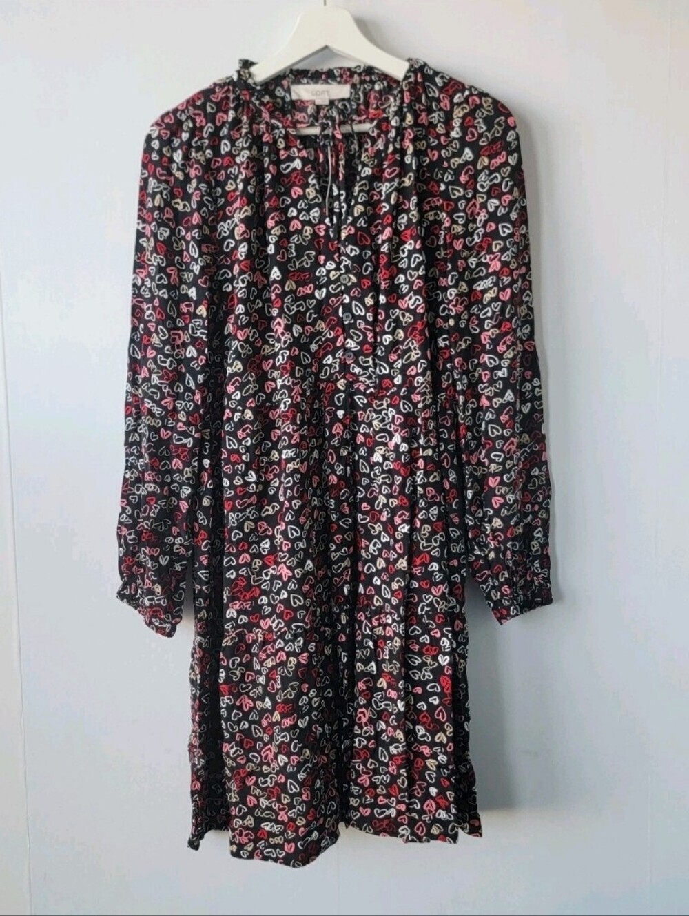 Loft Heart Tie Neck Swing Dress